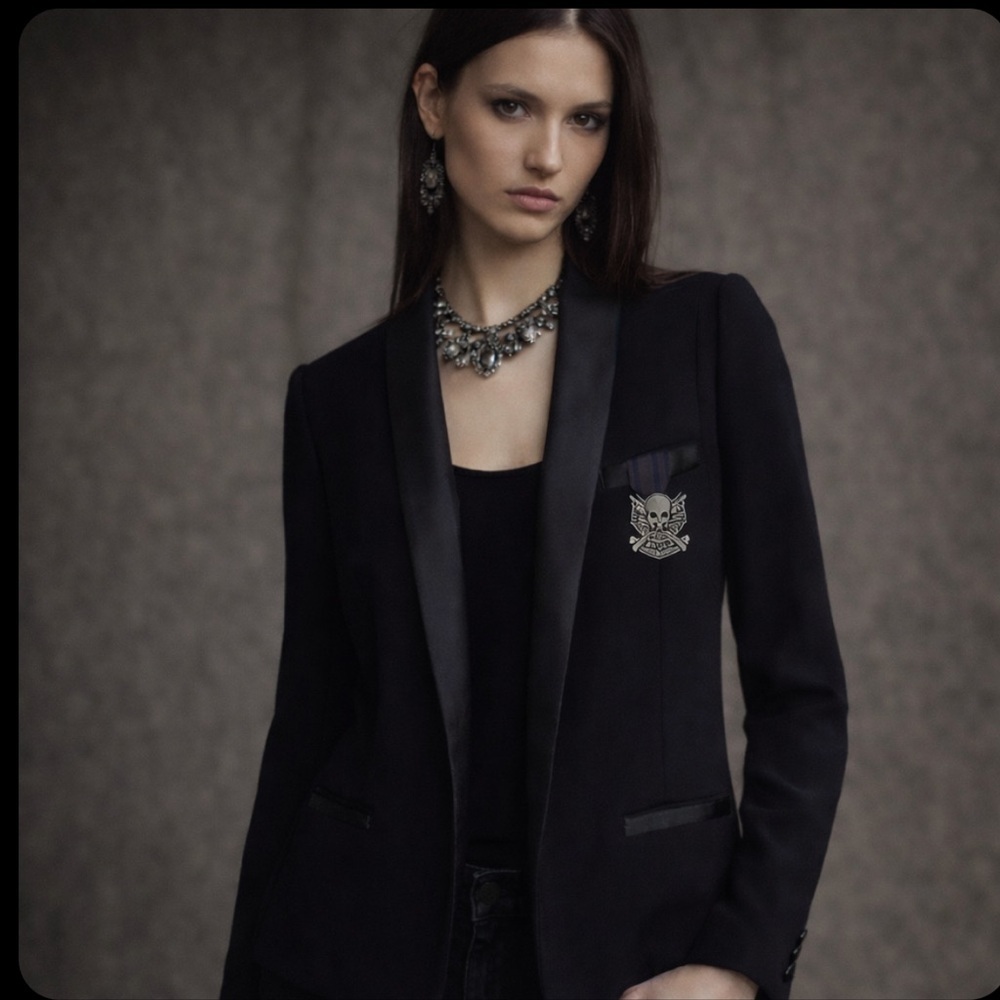 Rare The Kooples Skullhead Corp Black Blazer Military Medal Collector Size 40